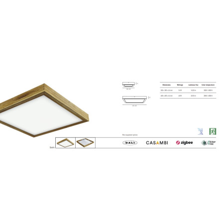 Ceiling light QUADRA WOODLINE 600x600 40W IP20 3000K 3320lm Oak