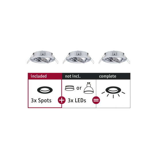 Recessed luminaire Spot swivelling max. 3x10W Chrome 230 V