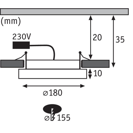 LED recessed panel IP44 12W AREO