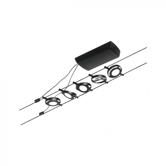 LED Cable system 5x280lm Black matt/Chrome ROUND MAC