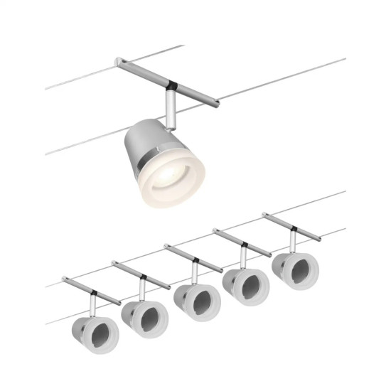 Cable system 5x10W GU5,3 matt chrome CONE BASIC