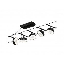 LED Cable system 5x400lm 5x5W 3000K Black matt/Chrome CIRCLE BASIC
