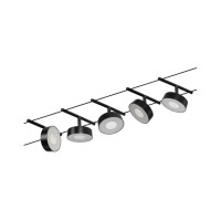 LED Cable system 5x400lm 5x5W 3000K Black matt/Chrome CIRCLE BASIC