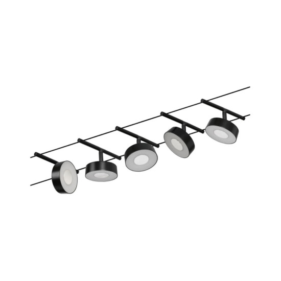 LED Cable system 5x400lm 5x5W 3000K Black matt/Chrome CIRCLE BASIC
